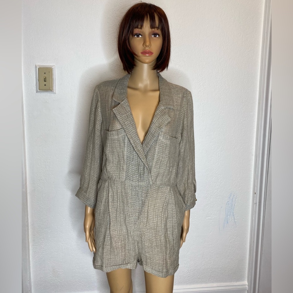 LE KASHA Playsuit  Romper Women’s Size XS 100% Linen Made In France Long Sleeve